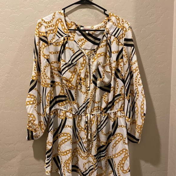 Stella Tweed Tops - Chic Chain Print Blouse